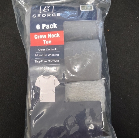 George Gray Crew Neck Tee 6 Pack - Picture 1 of 3